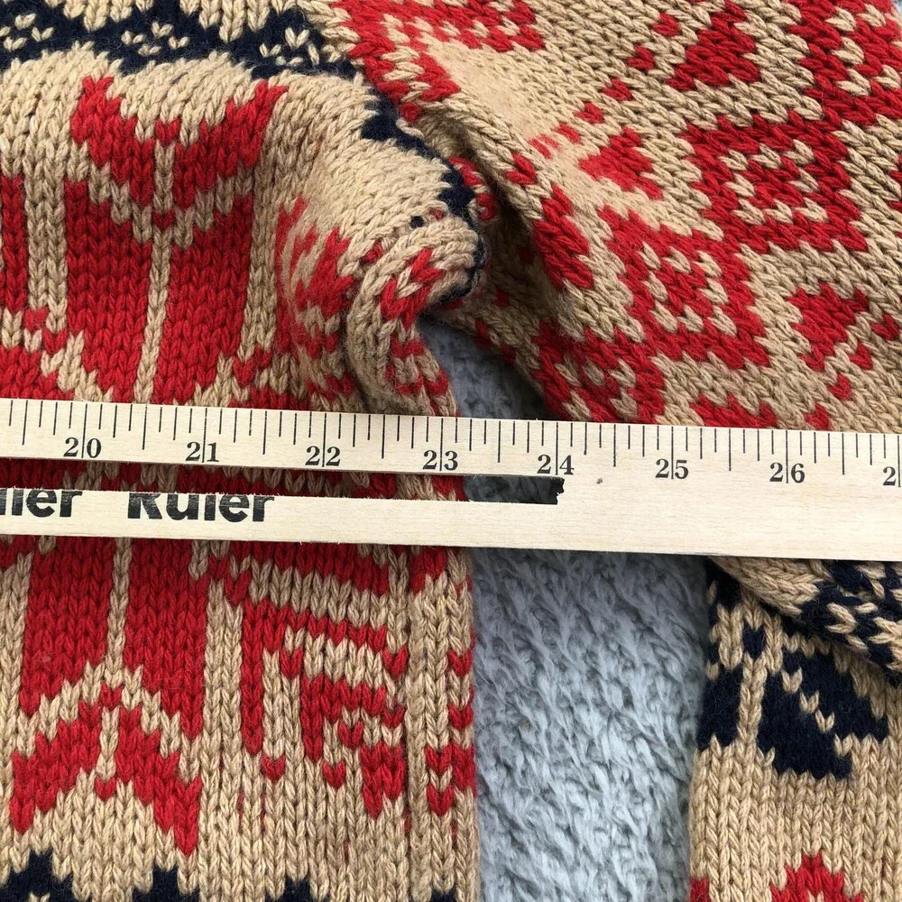 Vineyard Vines Sweater Mens Large Beige Fair Isle Snowflake Roll Neck Knit